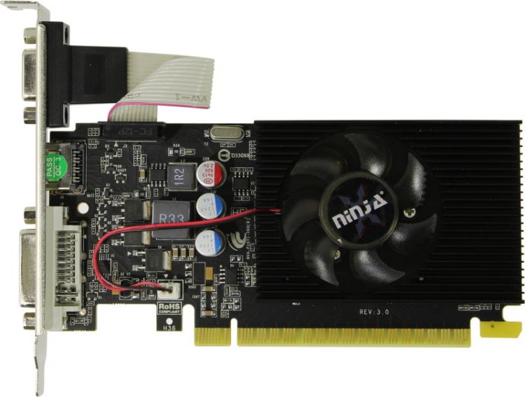 Видеокарта PCI-E Sinotex GeForce GT 220 Ninja (NH22NP013F) 1GB DDR3 128bit 40nm 625/1600MHz DVI/HDMI/D-SUB RTL