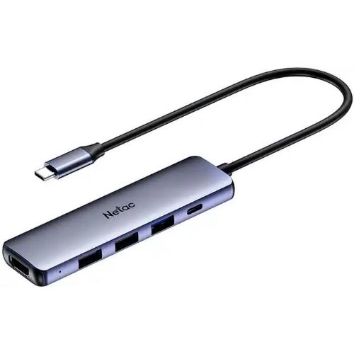 

Концентратор Netac NT08WF13-30GR 5in1 Type-C to 2*USB 2.0, USB 3.0, HDMI( 4k/30Hz), USB Type-C (DP) 100W, NT08WF13-30GR