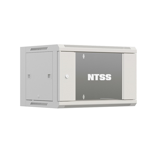 Шкаф настенный NTSS W (Китай) 12U 600х600х635мм, 2 профиля 19", дверь стеклянная, серый RAL 7035 (NTSS-W12U6060GS-2)