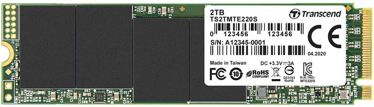 

Накопитель SSD M.2 2280 Transcend TS2TMTE220S MTE220S 2TB NVMe PCIe Gen3 x4 3D TLC 3500/2700MB/s IOPS 340K/310K MTBF 2M, TS2TMTE220S