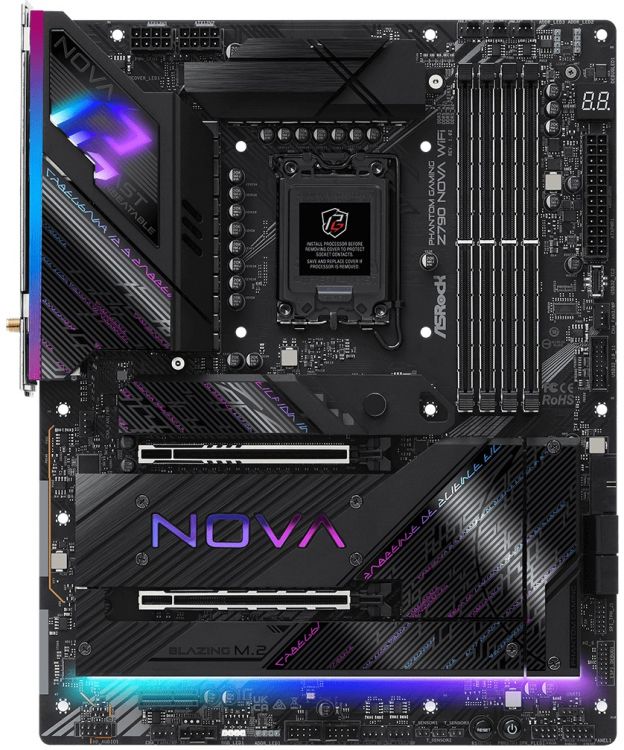 Материнская плата ATX ASRock Z790 NOVA WIFI (LGA1700, Z790, 4*DDR5 (5200), 4*SATA 6G RAID, 7*M.2, 3*PCIe, WiFi, BT, HDMI, DP, 8*USB 3.2, 2*USB 2.0, US