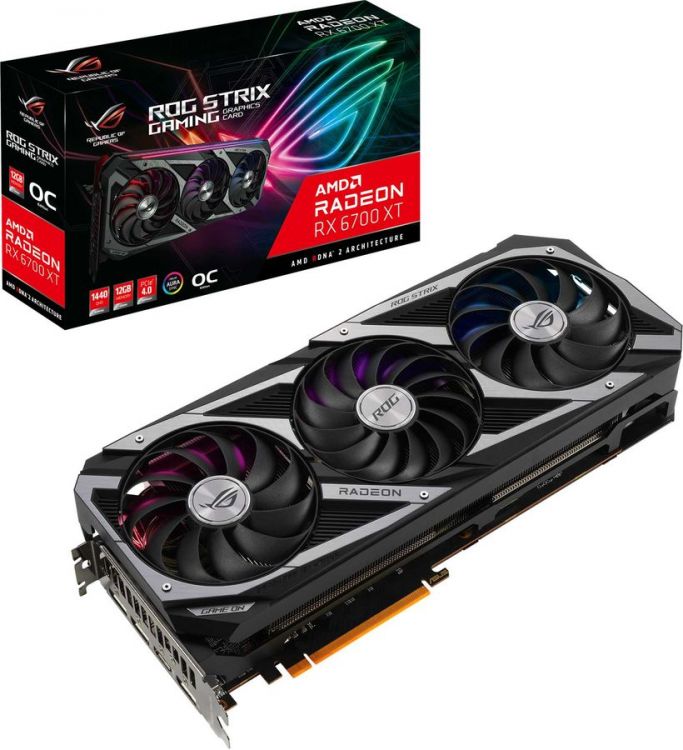 

Видеокарта PCI-E ASUS Radeon RX 6700 XT ROG STRIX GAMING OC (ROG-STRIX-RX6700XT-O12G-GAMING) 12GB GDDR6 256-bit 7nm 2321/16000MHz HDMI 3*DP, Radeon RX 6700 XT ROG STRIX GAMING OC (ROG-STRIX-RX6700XT-O12G-GAMING)