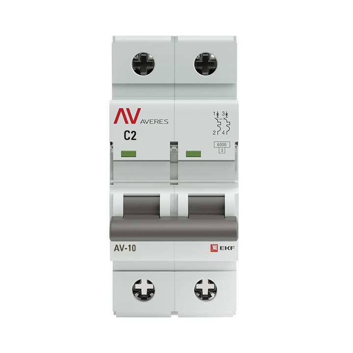 

Автоматический выключатель EKF mcb10-2-02C-av AV-10 2P 2A (C) 10kA AVERES, mcb10-2-02C-av