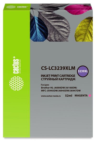 

Картридж Cactus CS-LC3239XLM струйный пурпурный (52мл) для Brother HL-J6000DW/J6100DW, CS-LC3239XLM