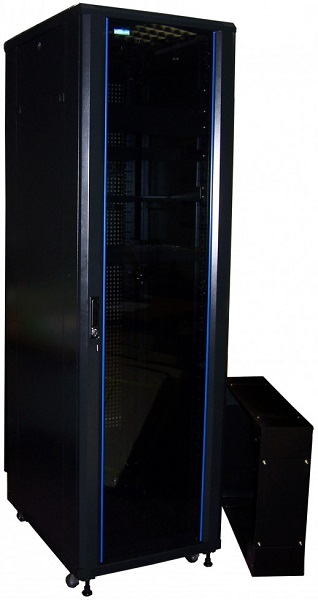 Шкаф напольный 19, 47U TWT TWT-CBB-47U-6x8-G1 Business, 600x800, черный, передняя дверь стекло, задняя дверь распашная металл