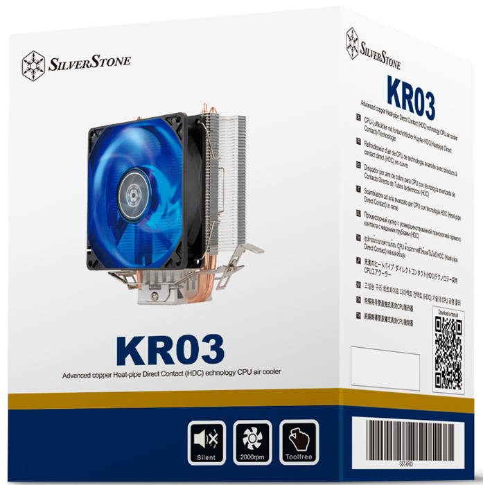 

Кулер SilverStone KR03 LGA775/115x/1200/1366/AM4/AM3/AM2/FM2/FM1 (al+cu, 92mm fan, 2000rpm, 32.44CFM, 23dBA, 3-pin), KR03