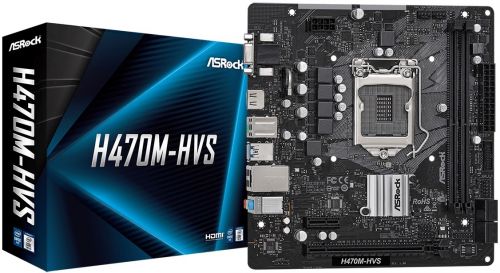 Материнская плата mATX ASRock H470M-HVS (LGA1200, H470, 2*DDR4(2933), 4*SATA 6G RAID, 2*PCIE, 7.1CH,