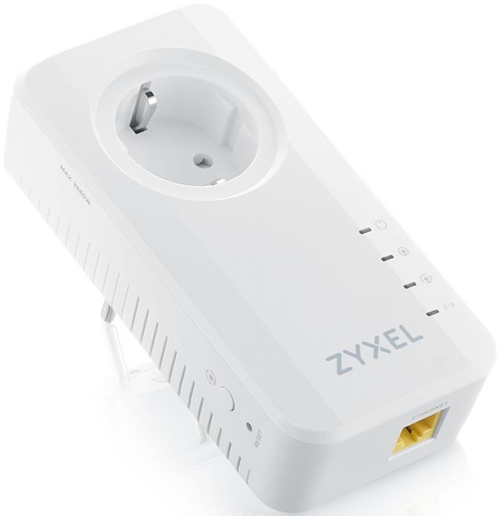 Комплект ZYXEL PLA6457-EU0201F из двух Powerline адаптеров PLA6457 со встроенной розеткой, G.hn Wave 2 (до 2400 Мбит/с), 1xLAN GE цена и фото