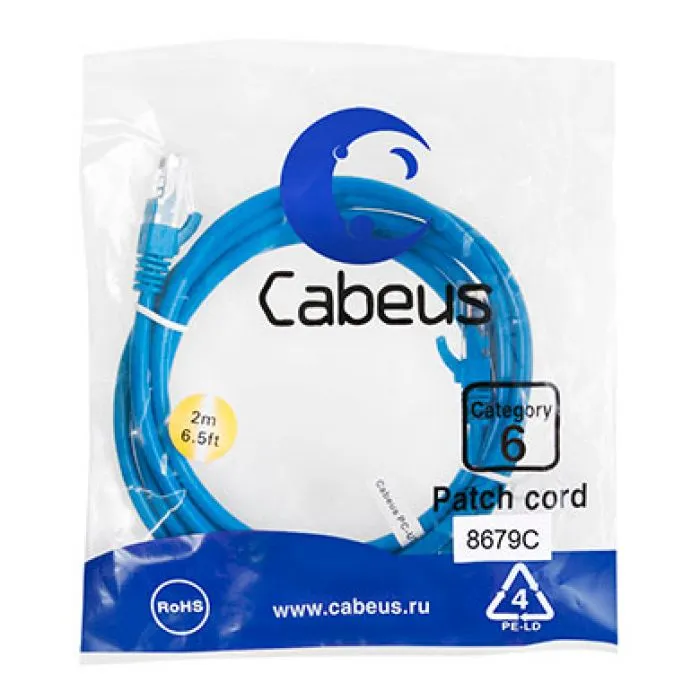 Cabeus PC-UTP-RJ45-Cat.6-2m-BL-LSZH