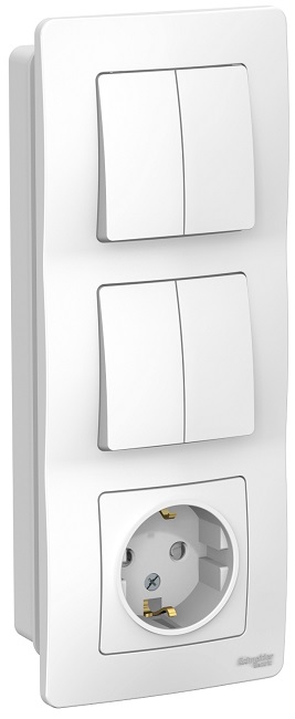 

Розетка Systeme Electric BLNBS102201 з/к шт 16А, 250В+выкл 2кл.+выкл 2кл. (белый) внутр, BLNBS102201