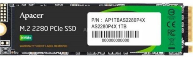 

Накопитель SSD M.2 2280 Apacer AS2280P4 1TB, PCIe 3.0 x4 with NVMe 3D TLC 3000/2000MB/s, RTL, AS2280P4