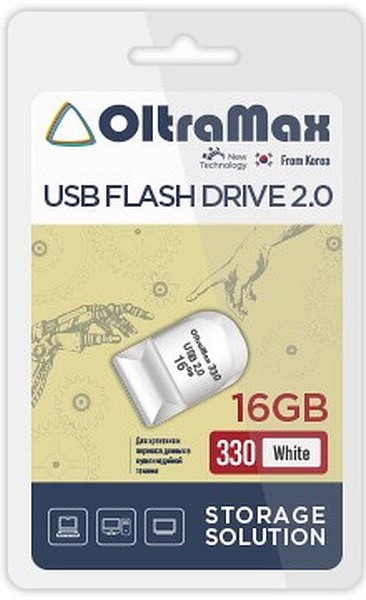 

Накопитель USB 2.0 16GB OltraMax OM-16GB-330-White 330, белый, OM-16GB-330-White