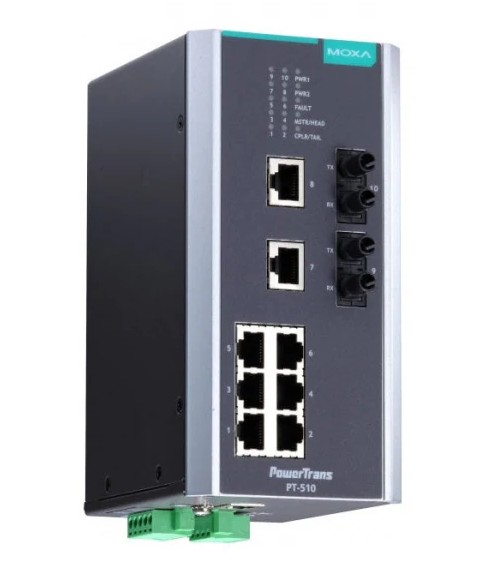 

Коммутатор управляемый MOXA PT-510-MM-ST-24 DIN-Rail switch, 8 x 10/100BaseT(X), 2 x 100BaseFX MM, ST connectors, 1 power, PT-510-MM-ST-24