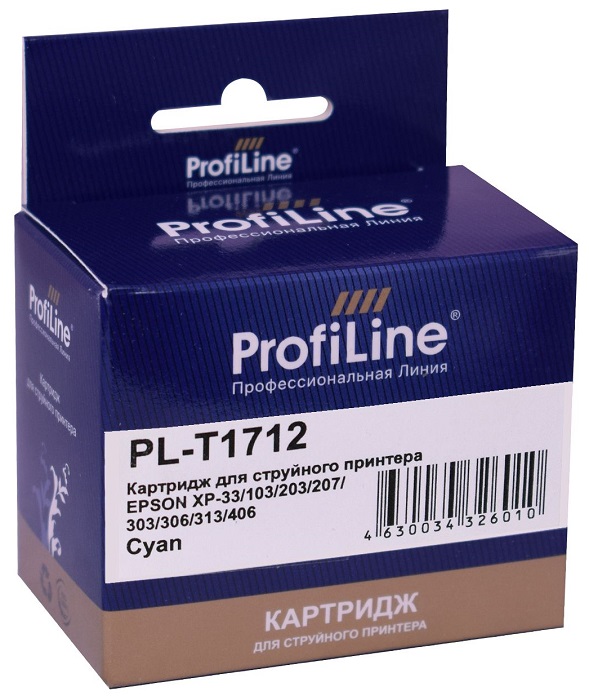 

Картридж ProfiLine PL_T1712_C струйный для принтеров Epson Expression Home XP-33/XP-103/XP-203/XP-207/XP-303/XP-306/XP-313/XP-323/XP-403/XP-406/XP-413, PL_T1712_C