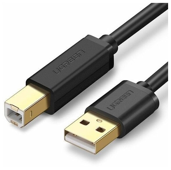 

Кабель интерфейсный UGREEN US135 USB 2.0 A(m) to USB-B(m) Print с магнитными крепежами, цвет: черный, US135