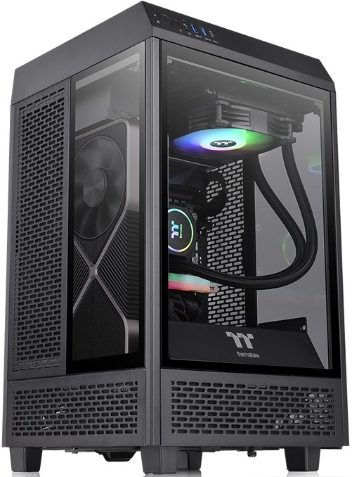 Корпус mini-ITX Thermaltake The Tower 100 CA-1R3-00S1WN-00 черный, без БП, панель из закаленного стекла, USB Type-C, 2*USB 3.0, audio