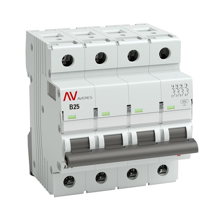 

Автоматический выключатель EKF mcb6-4-25B-av AV-6 4P 25A (B) 6kA AVERES, mcb6-4-25B-av