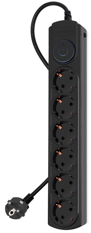 Сетевой фильтр Ippon BK-6-EU-3-16-B 3м (6 розеток) черный (коробка) 1804840 - фото 1
