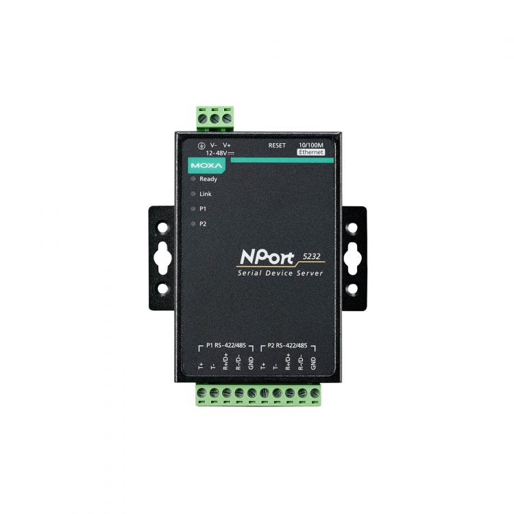 цена Преобразователь MOXA NPort 5232-T 2 port RS-422/485,10/100 Ethernt,t:-40/+70 w/o adapter