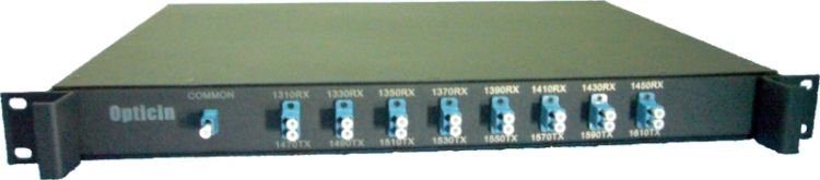 Мультиплексор Optiset CWDM-BiDi-08-16wave-1 CWDM, одно волокно, 8 каналов, 16 длин волн с 1310 по 1610нм, Type 1, LC
