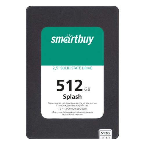 цена Накопитель SSD 2.5'' SmartBuy SBSSD-512GT-MX902-25S3 Splash 512GB SATA 6Gb/s 3D TLC 560/510MB/s MTBF 1.5M 7mm
