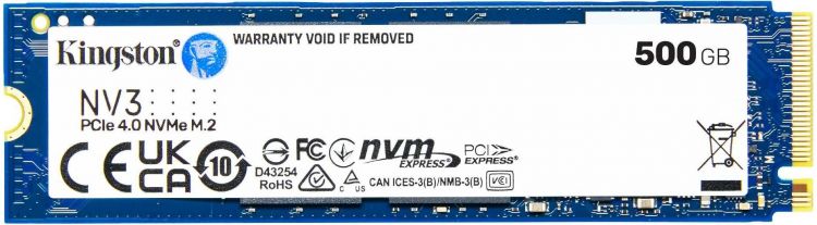 Накопитель SSD M.2 2280 Kingston SNV3S/500G NV3, 500GB, PCIe 4.0 x4, NVMe, 3D TLC, 5000/3000MB/s, TBW 160