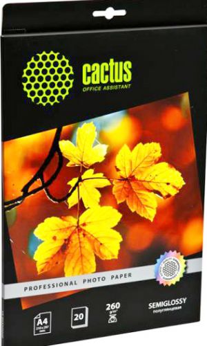 Фотобумага Cactus CS-SGA426020 Professional, полуглянцевая, А4, 260 г/м2, 20 листов