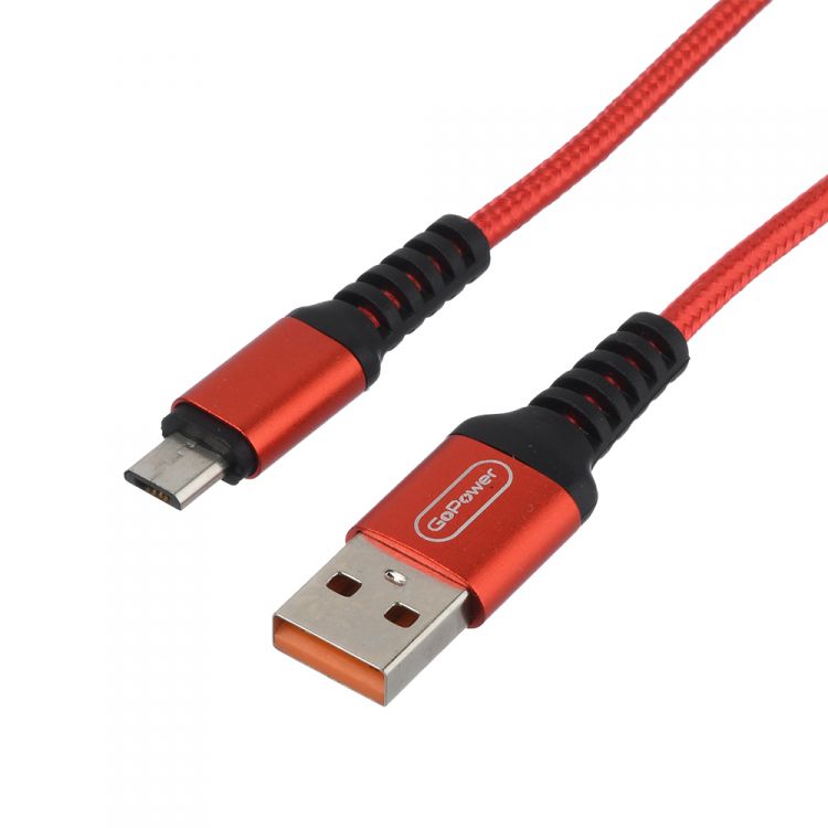 

Кабель интерфейсный GoPower GP02M 00-00022786 USB (m)-microUSB (m) 1.0м 2.4A нейлон красный (1/200/800), GP02M