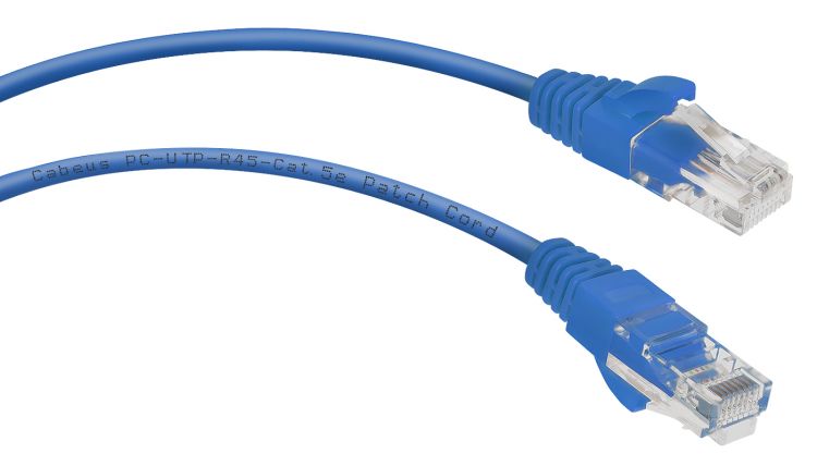 Кабель патч-корд U/UTP 5e кат. 5м. Cabeus PC-UTP-RJ45-Cat.5e-5m-BL неэкранированный, синий кабель патч корд u utp 5e кат 5м cablexpert pp10 5m литой многожильный серый