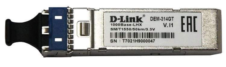 

Трансивер SFP D-link 314GT/A1A 1x1000Base-LHX для одномодового оптического кабеля (до 50 км), 314GT/A1A