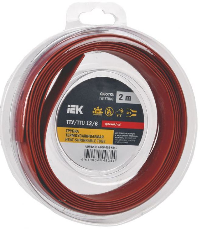 

Трубка термоусадочная IEK UDR12-012-006-002-K04-T ТТУ нг-LS 12/6 красная (2м/упак), UDR12-012-006-002-K04-T