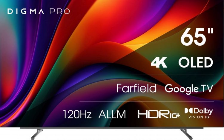 

Телевизор OLED Digma Pro 65M Google TV Frameless черный/серебристый 4K Ultra HD 120Hz DVB-T DVB-T2 DVB-C DVB-S DVB-S2 USB WiFi Smart TV, Pro 65M