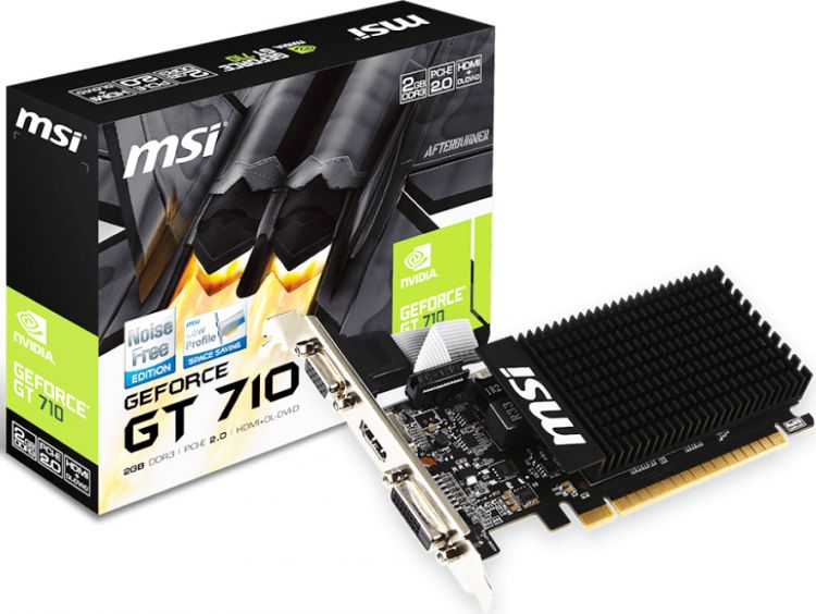 Видеокарта PCI-E MSI GeForce GT 710 (GT 710 2GD3H LP) 2GB Silent Low Profile GDDR3 64bit 28nm 954/1600MHz DVI(HDCP)/HDMI/VGA RTL