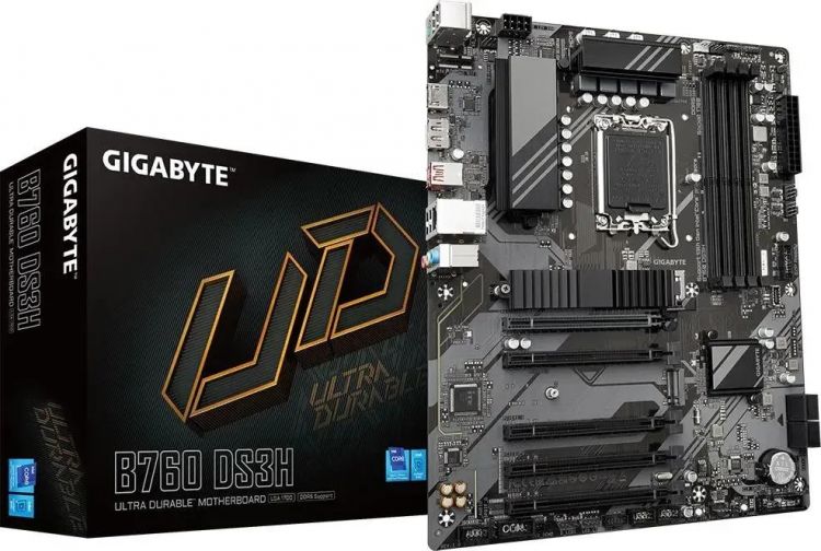 

Материнская плата ATX GIGABYTE B760 DS3H (LGA1700, B760, 4*DDR5 (7600), 4*SATA, PCIe, M.2, USB 3.2, USB 2.0, Type-C, DP, HDMI), B760 DS3H