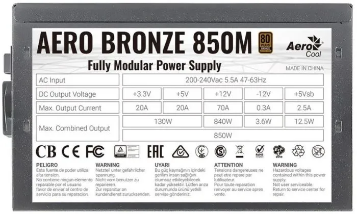 AeroCool AERO BRONZE 850M