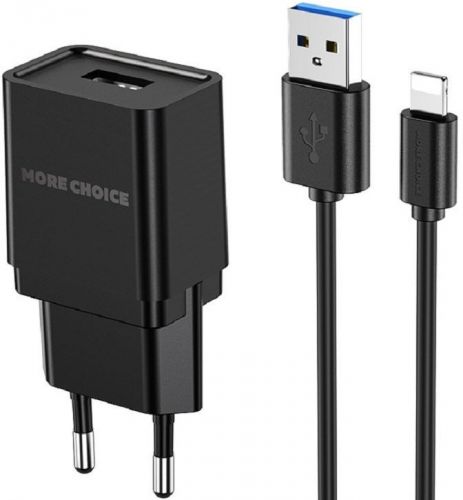Зарядное устройство сетевое More Choice NC33i 1USB 1.0A для Lightning 8-pin Black, цвет черный NC33i Black - фото 1
