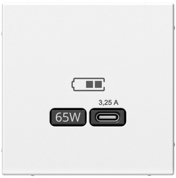 

Розетка USB Systeme Electric GAL000127 ArtGallery тип-С 65Вт высокоскор.заряд. QC, PD, механизм, белый, GAL000127