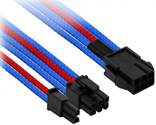 Переходник Nanoxia NXP683EBR 6-pin PCI-E в 8-pin (6+2), 30см, индивидуальная оплетка, синий/красный