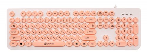 Клавиатура Oklick 400MR 1070516 белый/розовый USB slim Multimedia