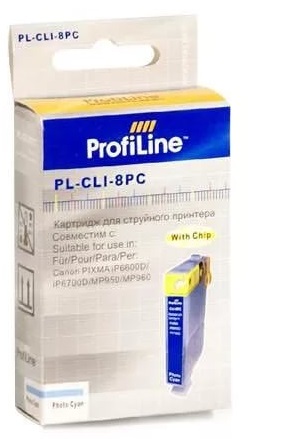 

Картридж струйный ProfiLine PL-CLI-8PC-C Photo Картридж PL-CLI-8PC для принтеров Canon Pixma iP6600D/MP950 с чипом Photo Cyan водн ProfiLine, PL-CLI-8PC-C Photo