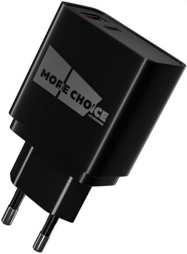 Зарядное устройство сетевое More Choice NC71Saa Smart 2*USB 3.0А PD 20W+QC3.0 быстрая зарядка для Ty, цвет черный