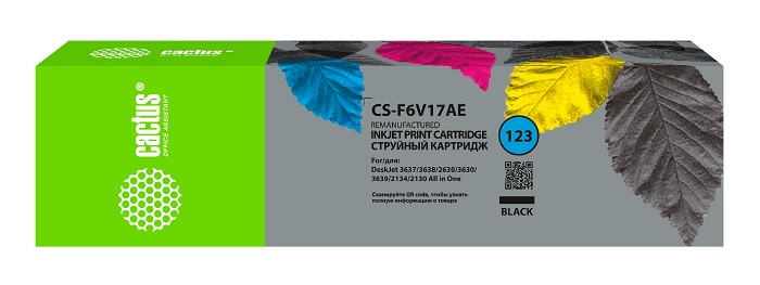 Картридж струйный Cactus CS-F6V17AE №123 черный (9мл) для HP HP DeskJet 2130