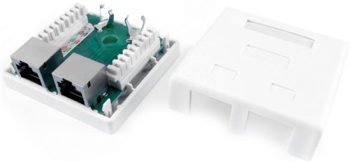 Розетка Hyperline SB1-2-8P8C-C6-SH-WH RJ-45(8P8C), категория 6, экранированная, двойная, внешняя, Du