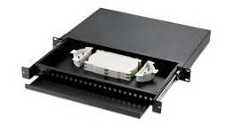 Кросс оптический стоечный TopLAN КРС-Top-1U-12LC/U-OS2-BK 12 LC/UPC адаптеров, одномодовый, 1U, черный, укомплектованный, с прикрученными адаптерами, фотографии