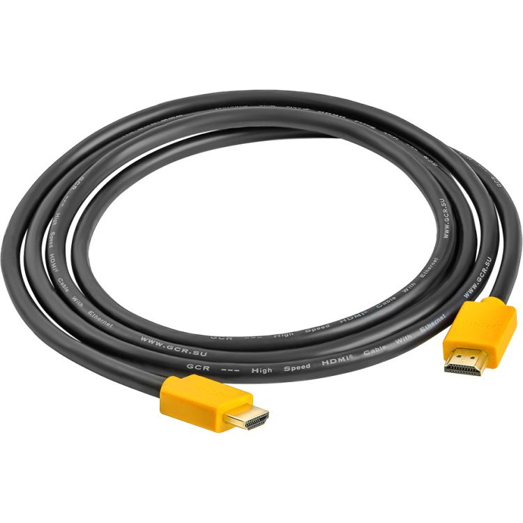 

Кабель интерфейсный Greenconnect GCR-HM440-1.8m 1.8m HDMI версия 1.4, черный, желтые коннекторы, OD7.3mm, 30/30 AWG, позолоченные контакты, Ethernet 1, GCR-HM440-1.8m