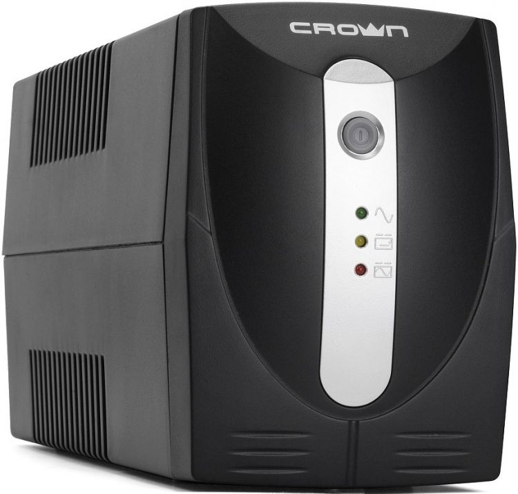 Источник бесперебойного питания Crown CMU-850X Line Interactive 850VA/480W, корпус пластик, 1x12V/9AH, розетки 2*EURO, трансформатор AVR 145-295V, вст