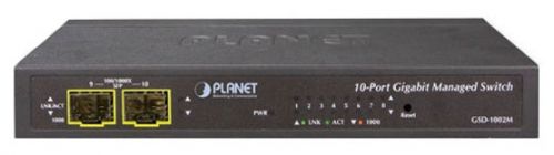 Коммутатор PoE Planet GSD-1002M управляемый, 8x10/100/1000Mbps + 2x100/1000X SFP (POE и DC питание)