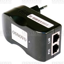 Инжектор PoE OSNOVO Midspan-1/151 поддержка стандарта IEEE 802.3af. Мощность PoE до 15.4W. Fast Ethernet. Порты: вх. - RJ45(FE, 10/100 Base-T), вых. -