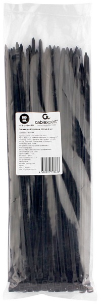 Стяжка Cablexpert NYT-300x4.8B пластиковые 300 мм х 4.8 мм, чёрные 100 шт.