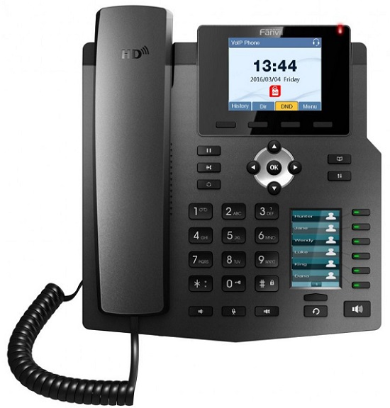 цена Телефон VoiceIP Fanvil X4G 4 SIP аккаунта, основной цветной дисплей, дополнительный цветной дисплей, 2 порта 10/100/1000 Мбит, POE